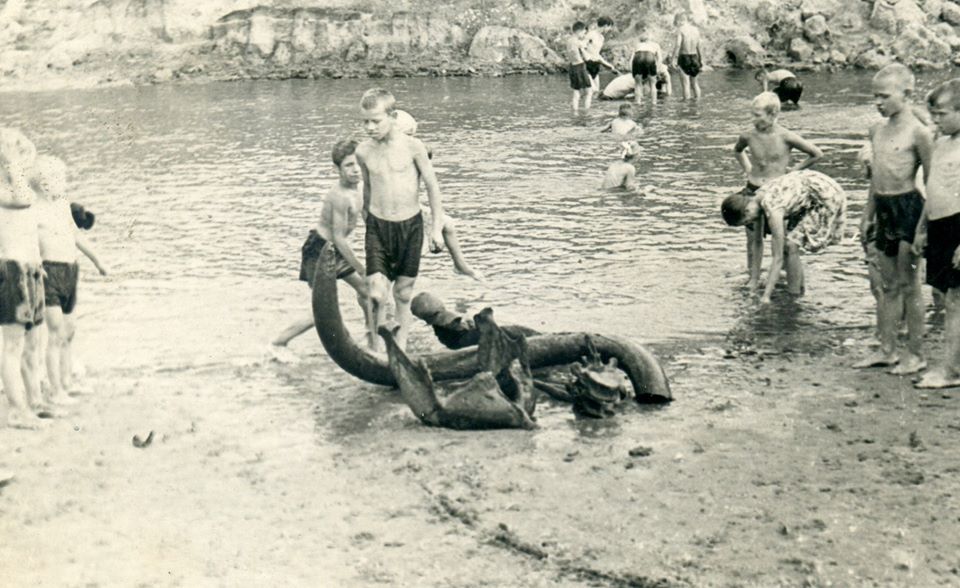 1961 г. На берегу Суры течением вымыло бивни мамонта..jpg